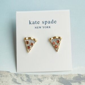 Kate Spade Pizza My Heart Multicolor Stud Earrings Gold